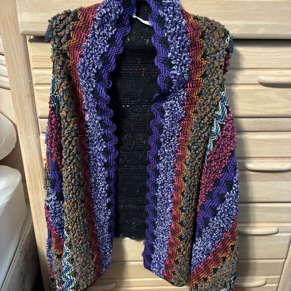 Soft Surroundings Taylor Textured Shag Vest Cardigan One Size Boho Artsy Hippie - Picture 2 of 8